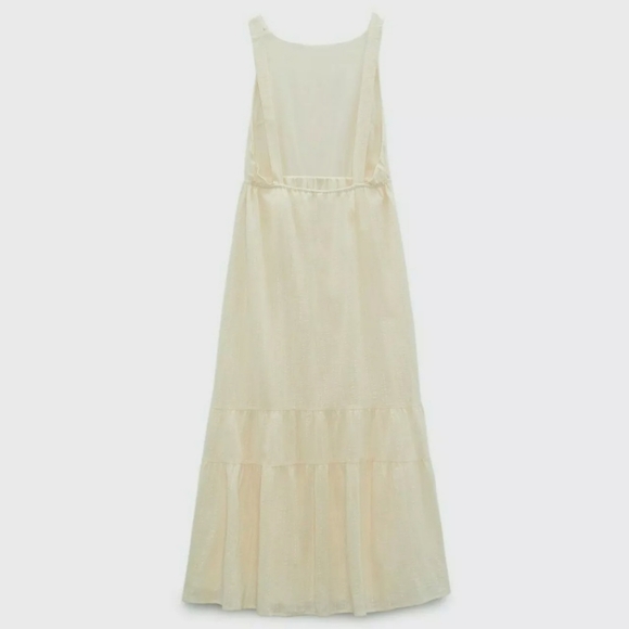 Zara * Cream Maxi Midi Dress Rustic Boho - Picture 8 of 9